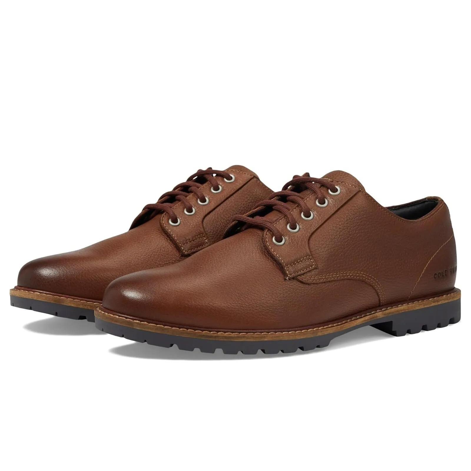 Cole Haan Men's Midland Lug Plain Toe Oxford CH Lumber/Grey Pinstripe WR C37600