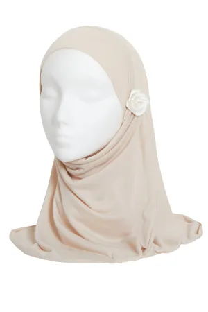 Cream Girls Flower Hijab