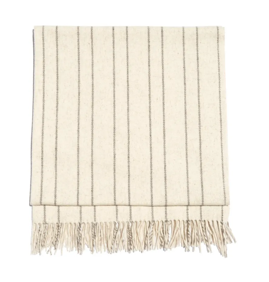Cream/Grey Thin Striped Flaca Blanket