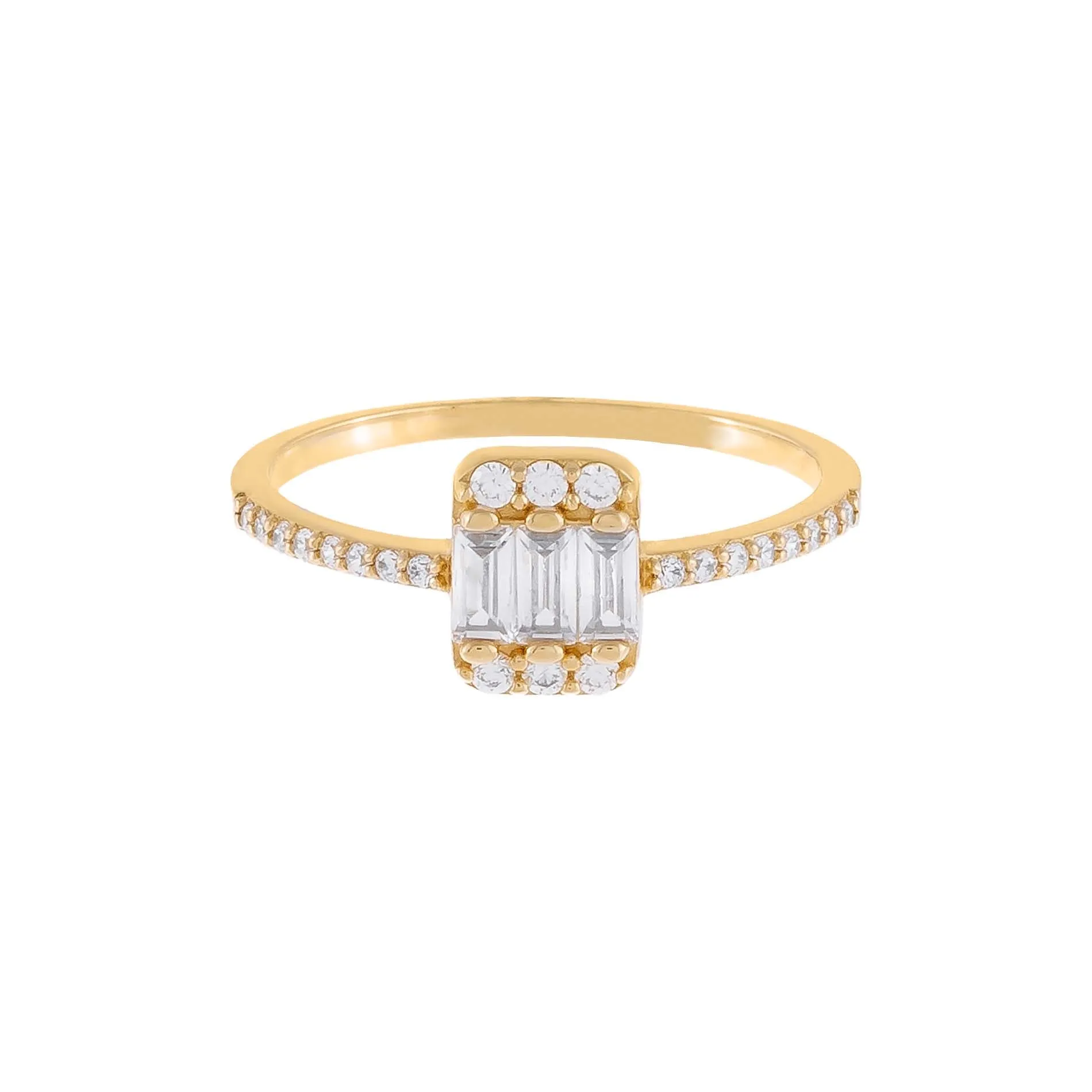 CZ Baguette Thin Ring 14K