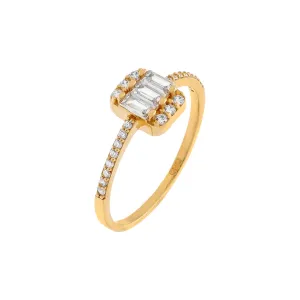 CZ Baguette Thin Ring 14K