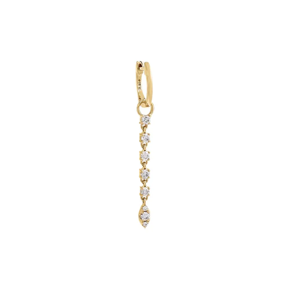 Diamond Thin Drop Huggie Earring 14K