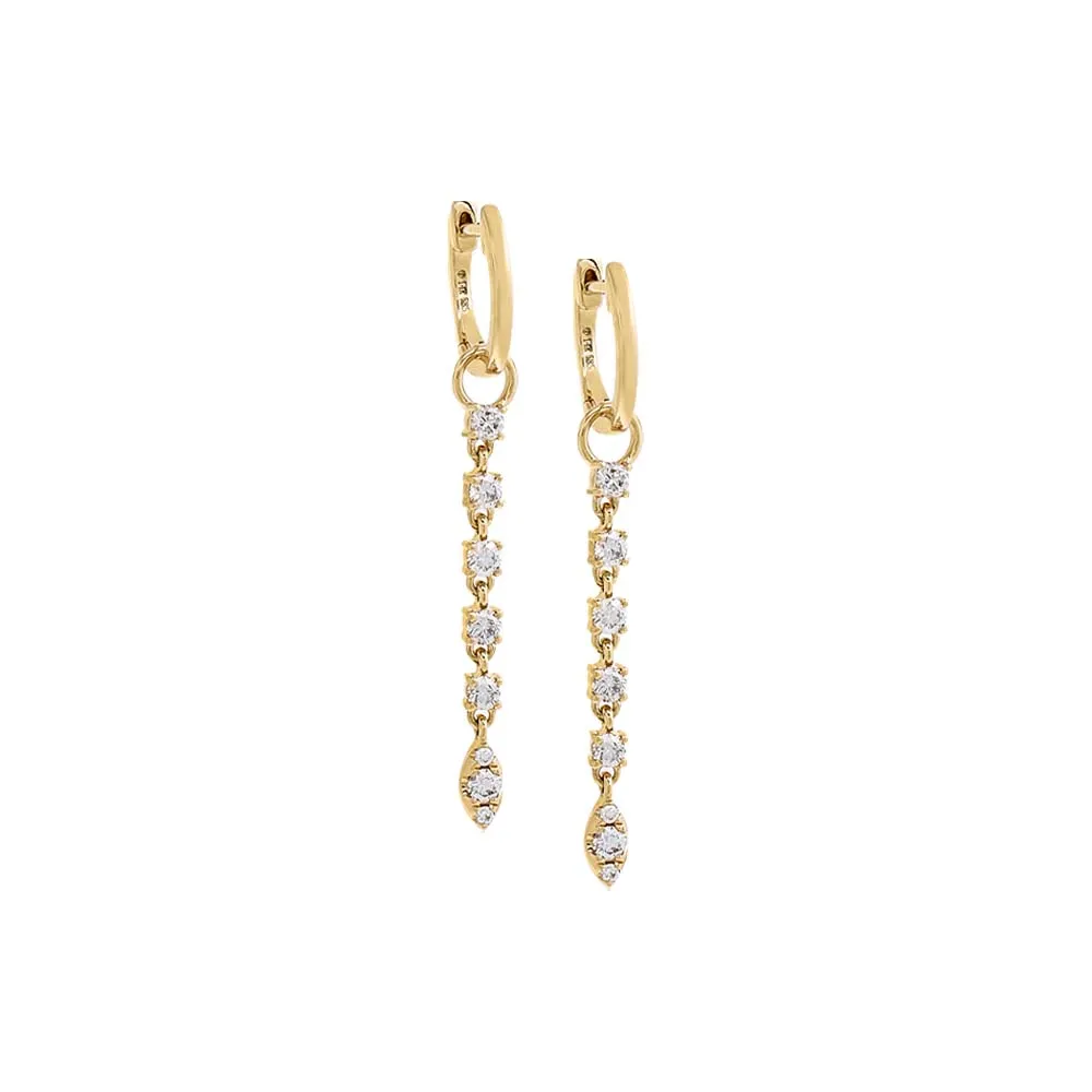 Diamond Thin Drop Huggie Earring 14K