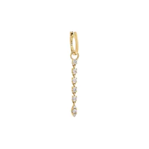 Diamond Thin Drop Huggie Earring 14K