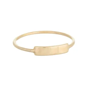 Engraved Thin Bar Ring 14K