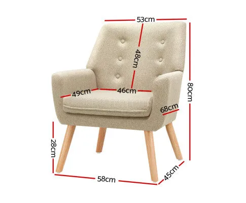 Fabric Dining Armchair - Beige