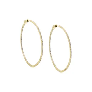 Fancy Thin Pave Open Hoop Earring
