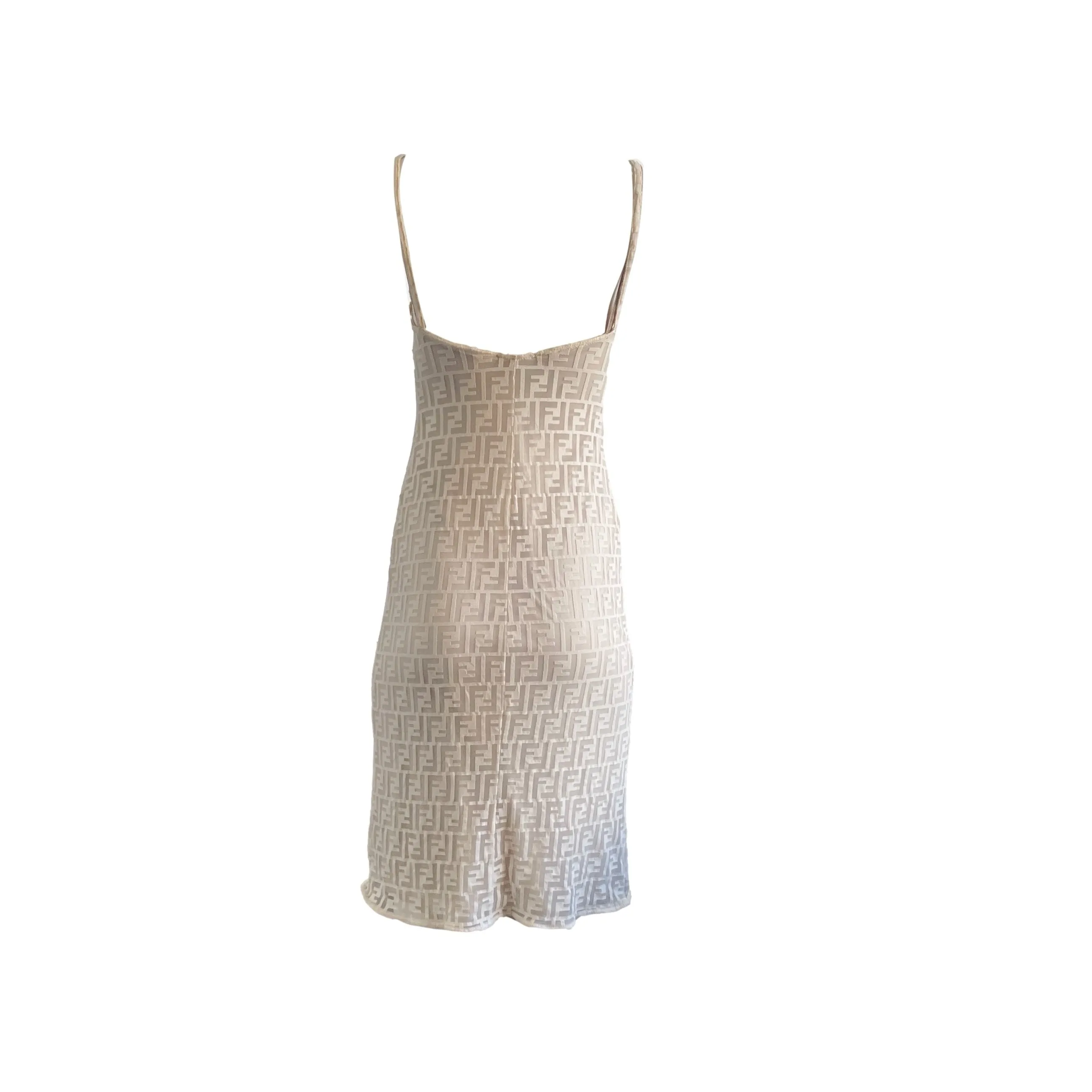 Fendi Cream Monogram Sheer Dress