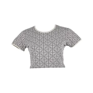 Fendi Grey Logo Crop Top