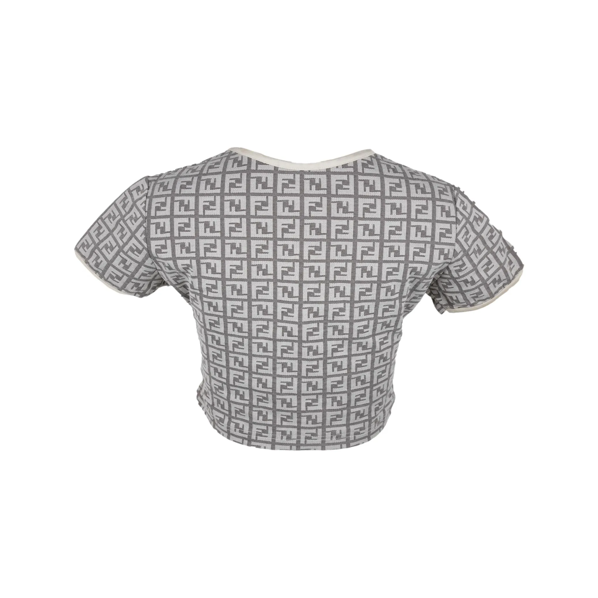 Fendi Grey Logo Crop Top