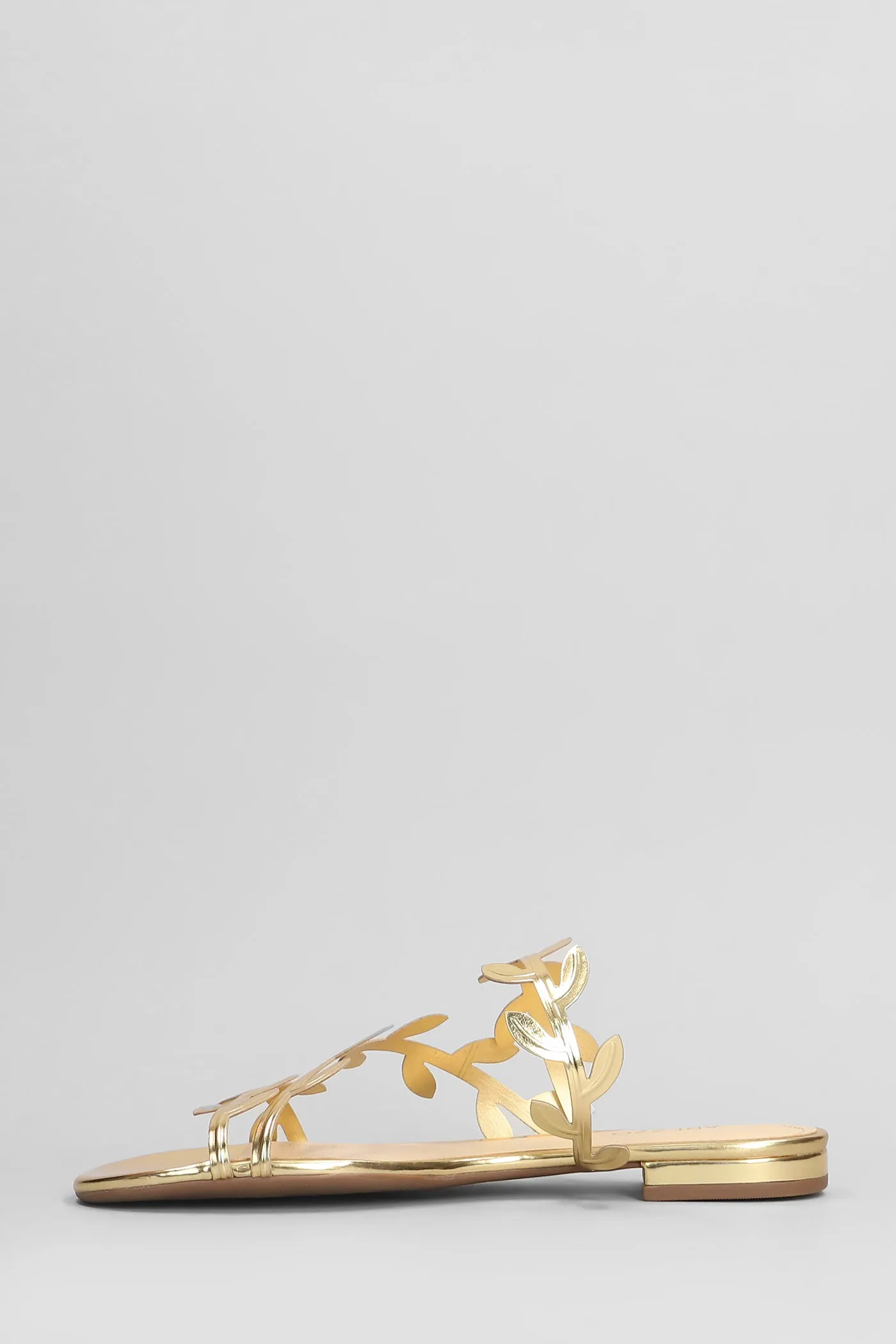 Flats in gold leather