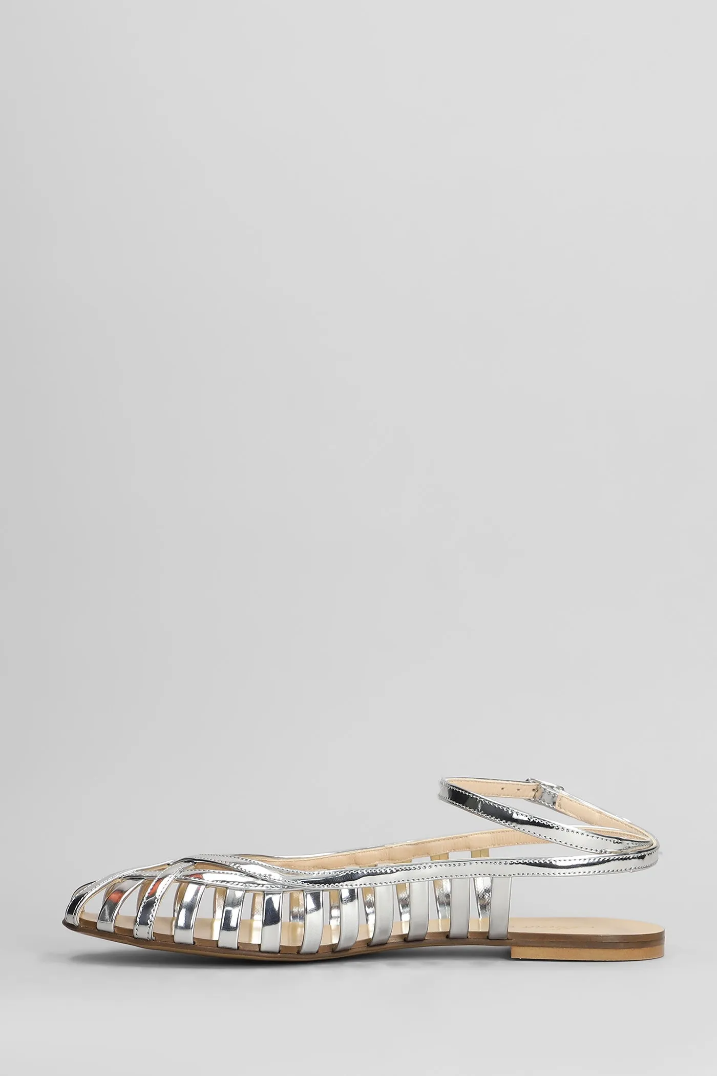 Flats in silver leather