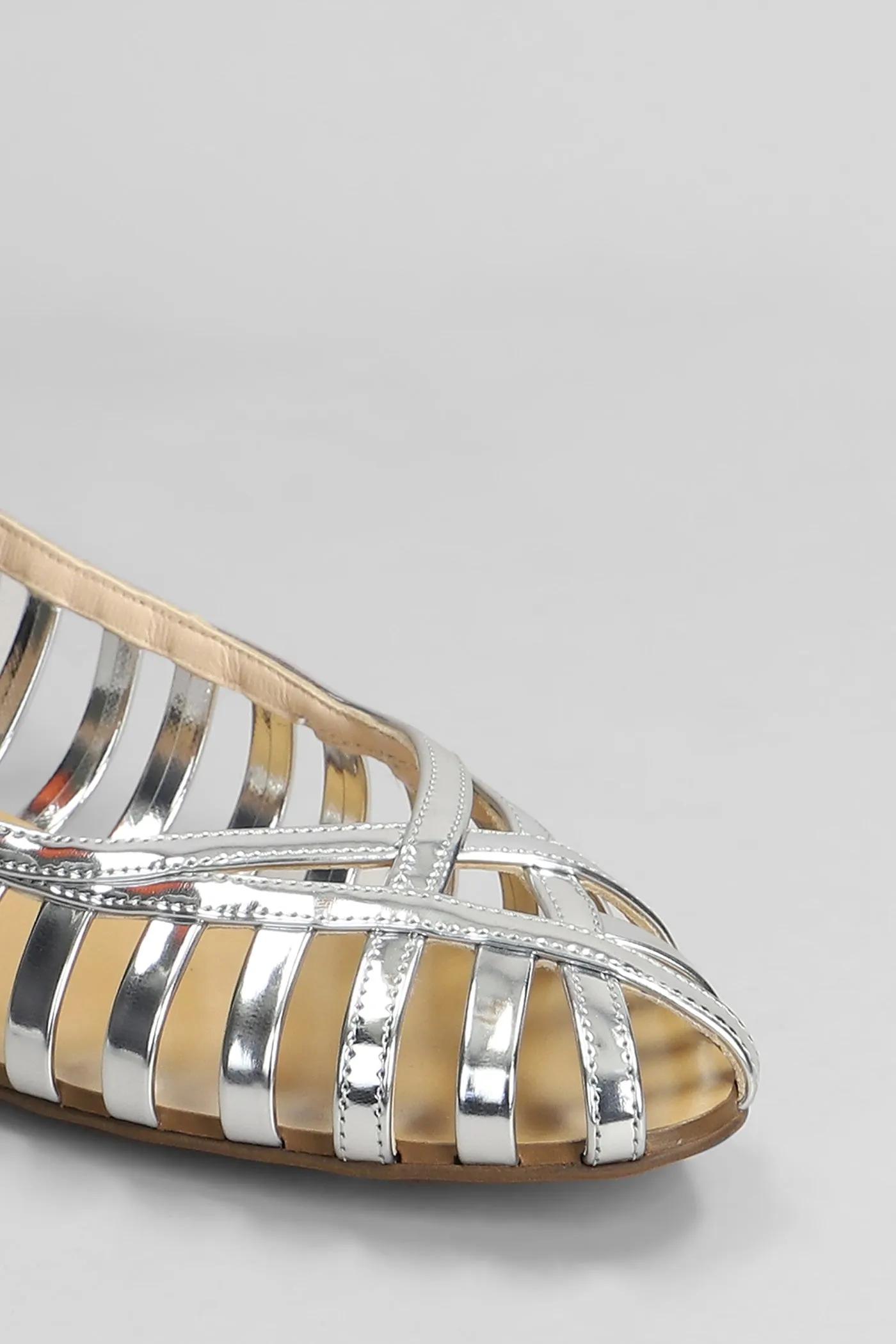 Flats in silver leather