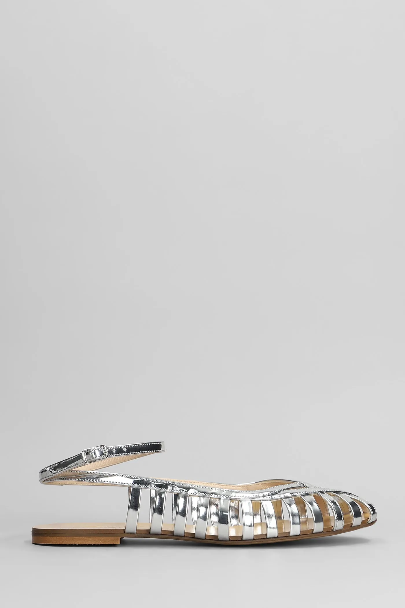 Flats in silver leather