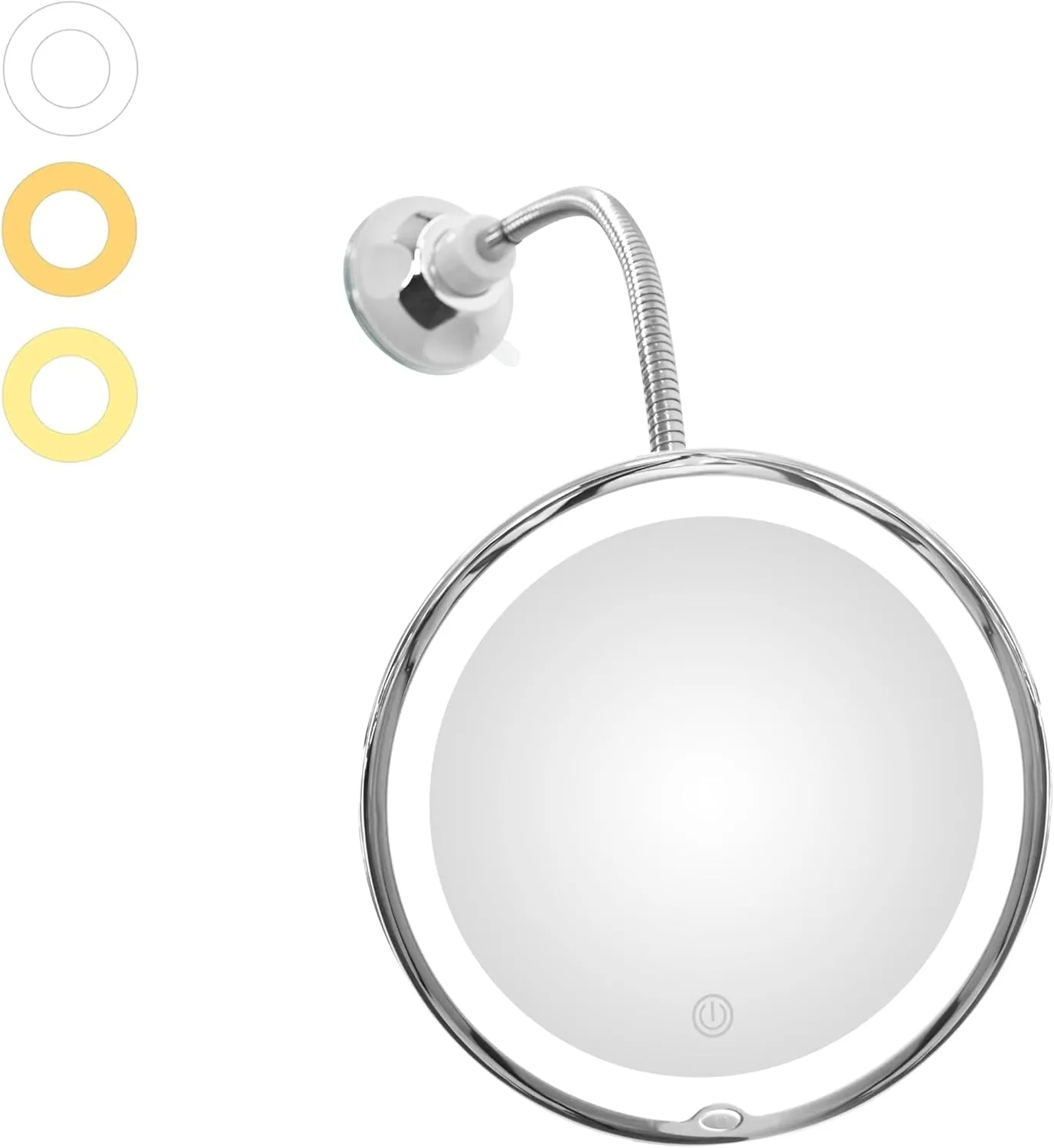 Flexible Gooseneck LED Lighted 10X Magnifying Makeup Mirror with Power Locking Suction Cup and 360 Degree Swivel, Portable Cordless Travel and Home Bathroom Vanity Mirror