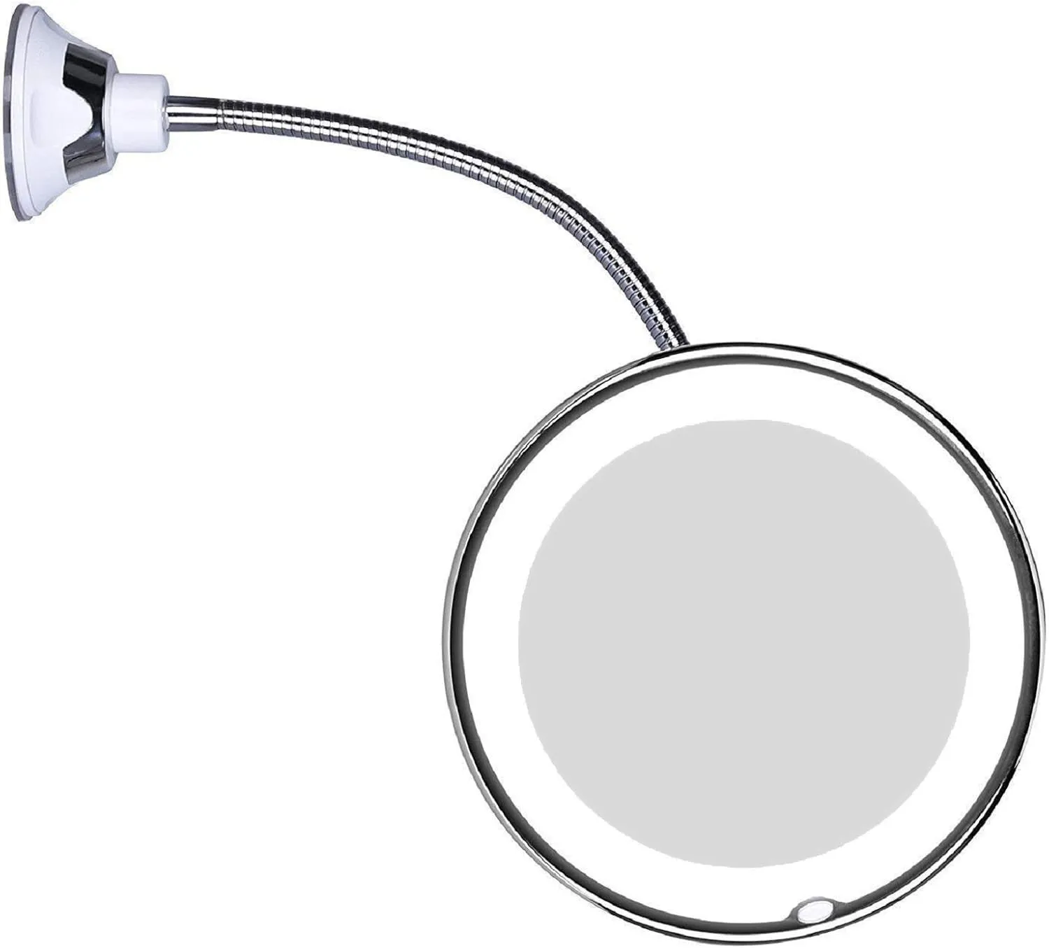 Flexible Gooseneck LED Lighted 10X Magnifying Makeup Mirror with Power Locking Suction Cup and 360 Degree Swivel, Portable Cordless Travel and Home Bathroom Vanity Mirror