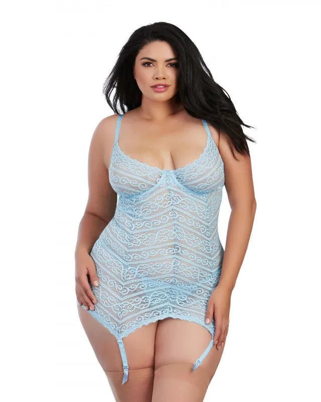 Garterslip & G-String - 3x - Light Blue