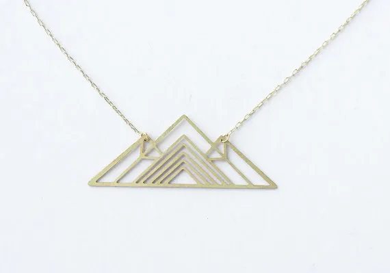 Geometric Mountain Necklace | Brass