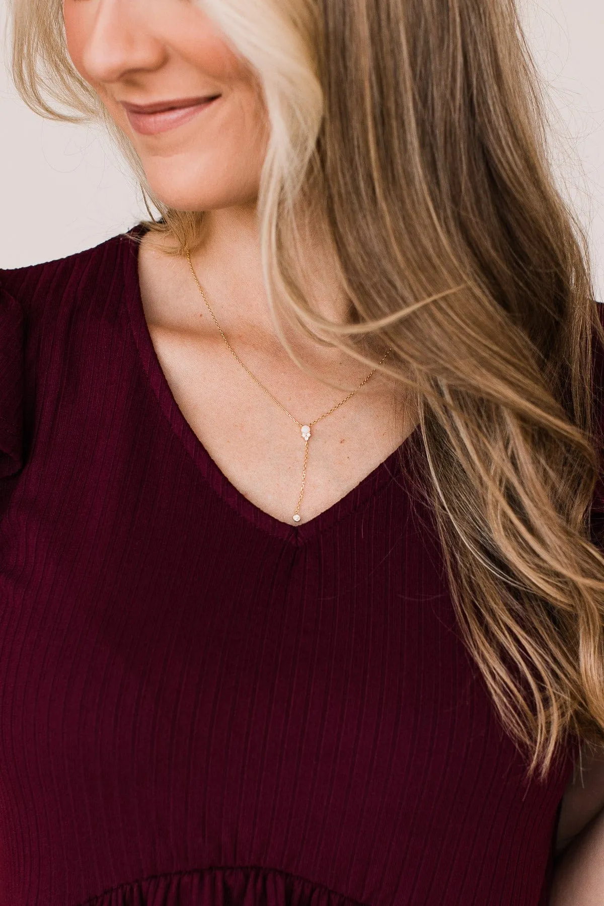 Glimpse Of Happiness Drop Necklace- Gold