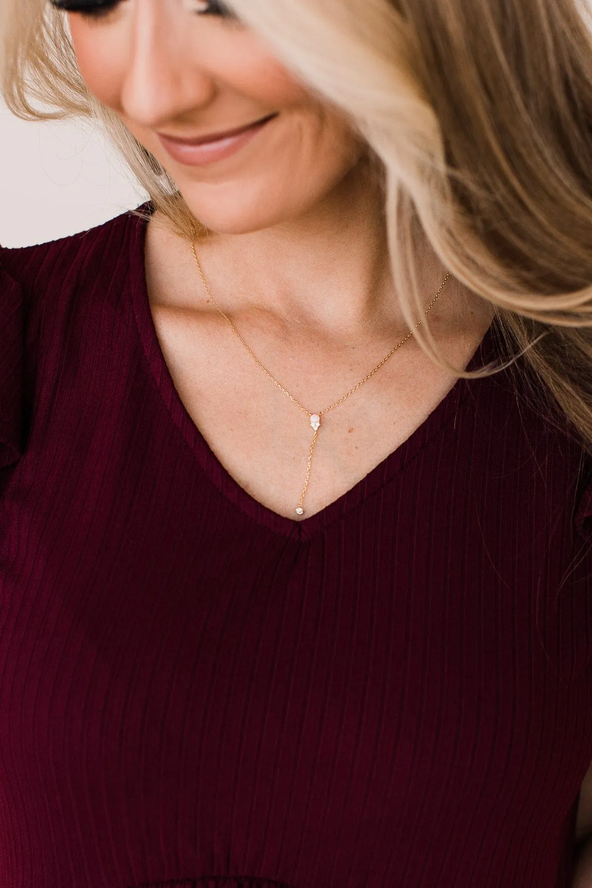 Glimpse Of Happiness Drop Necklace- Gold