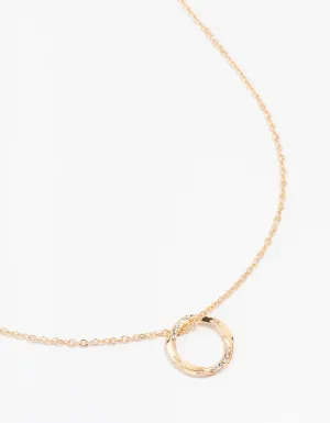 Gold Thin Diamante O Ring Necklace