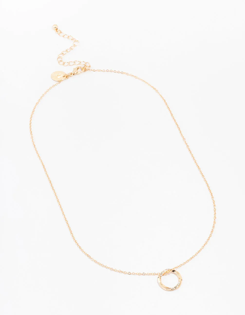Gold Thin Diamante O Ring Necklace