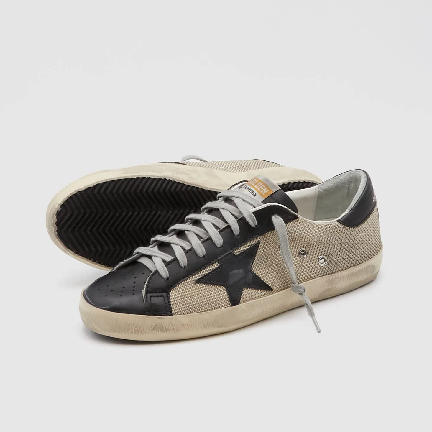 Golden Goose Superstar Star Milk Mesh / Black Leather Sneakers