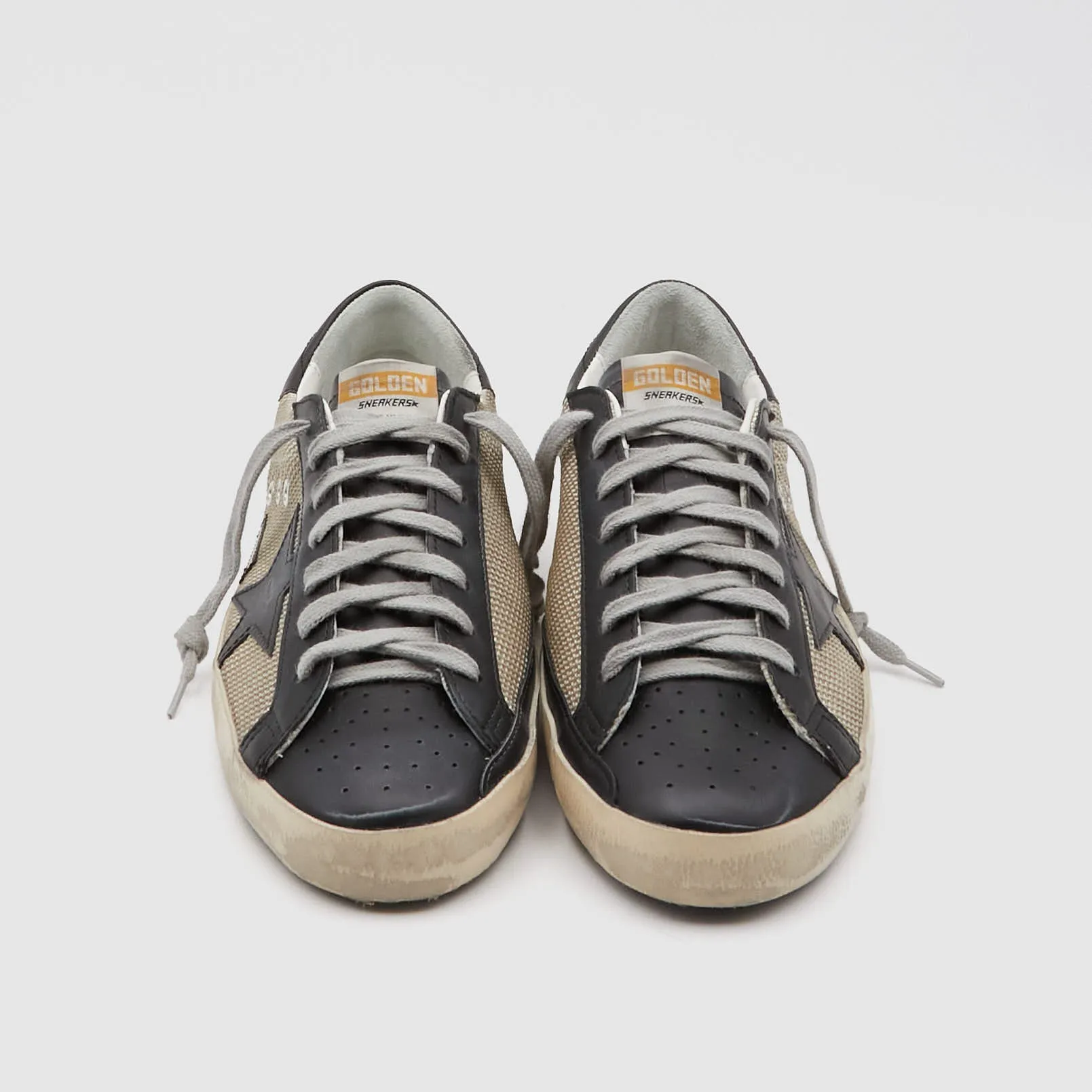 Golden Goose Superstar Star Milk Mesh / Black Leather Sneakers