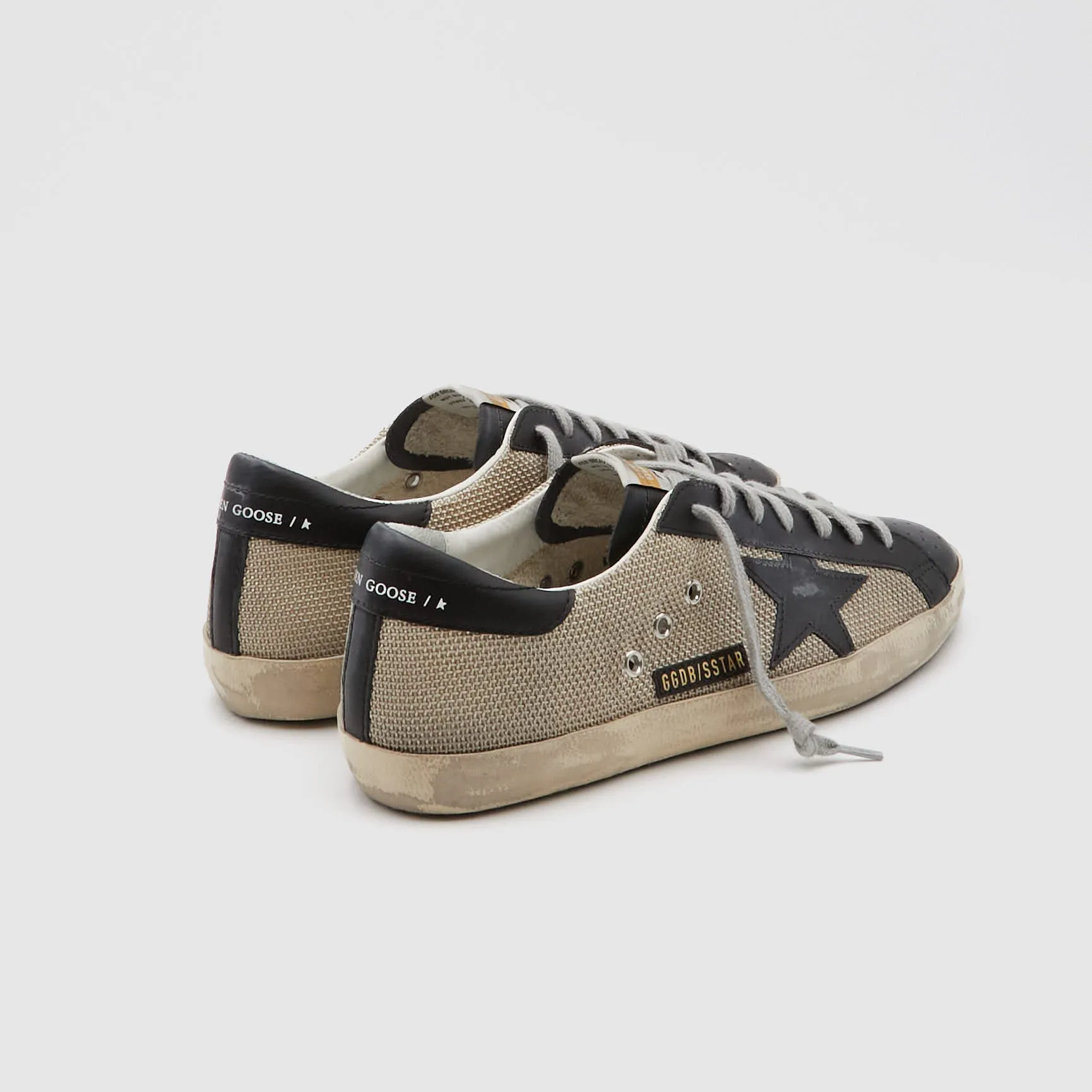 Golden Goose Superstar Star Milk Mesh / Black Leather Sneakers