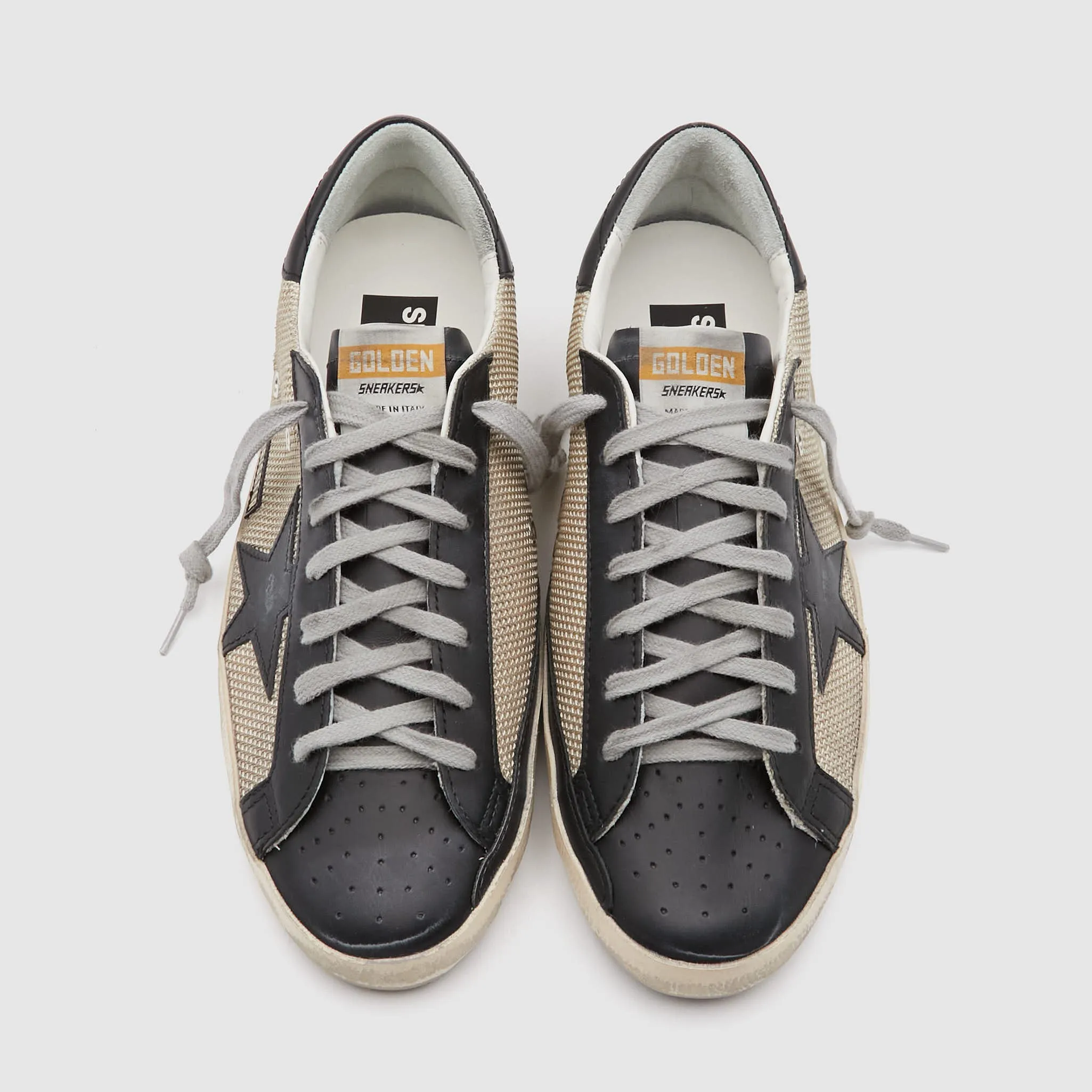 Golden Goose Superstar Star Milk Mesh / Black Leather Sneakers