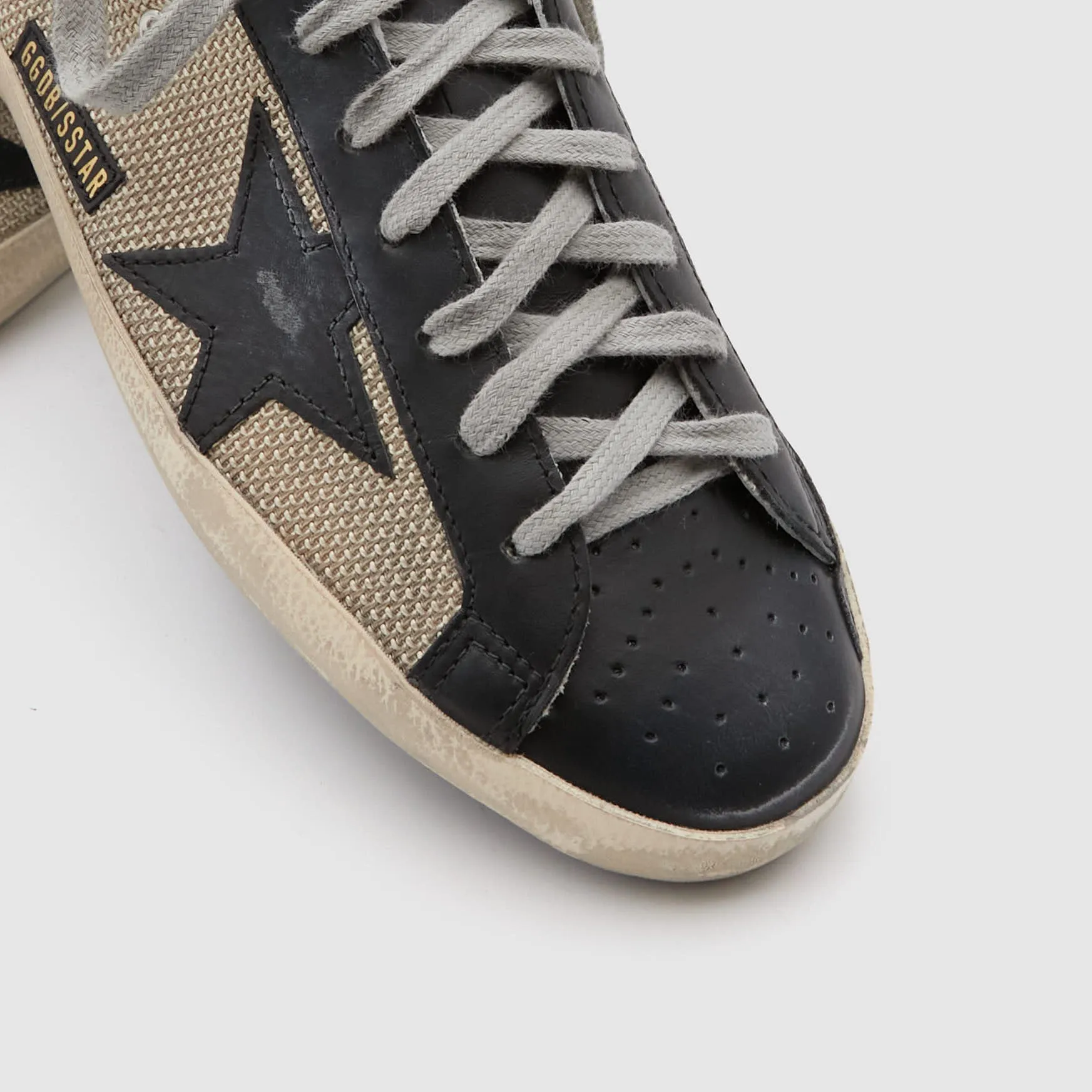 Golden Goose Superstar Star Milk Mesh / Black Leather Sneakers