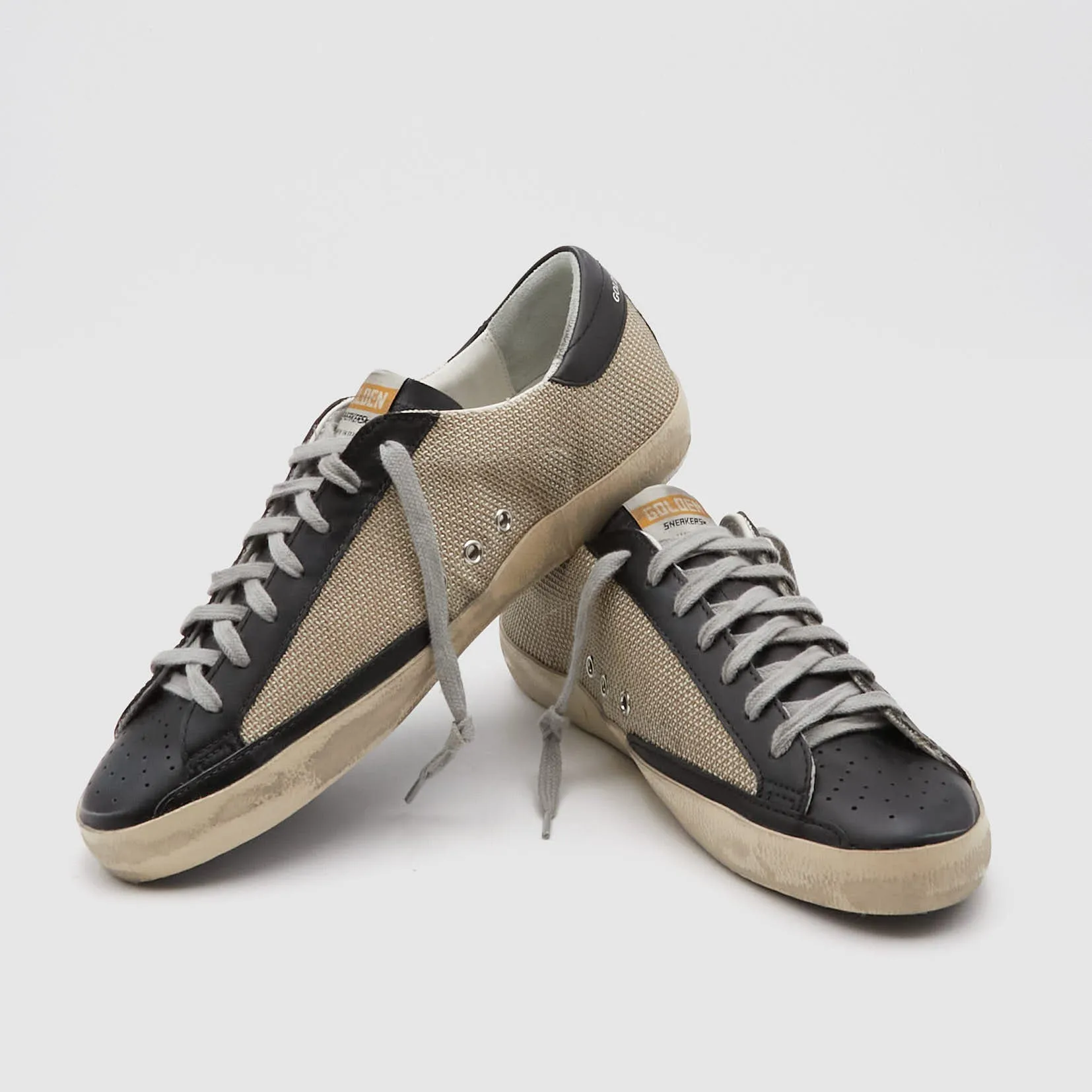 Golden Goose Superstar Star Milk Mesh / Black Leather Sneakers
