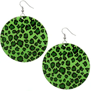 Green Round Thin Spotted Earrings