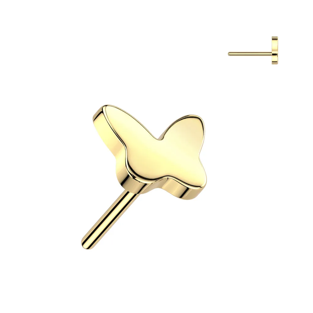 Implant Grade Titanium Gold PVD Butterfly Push In Threadless Labret With Flat Back