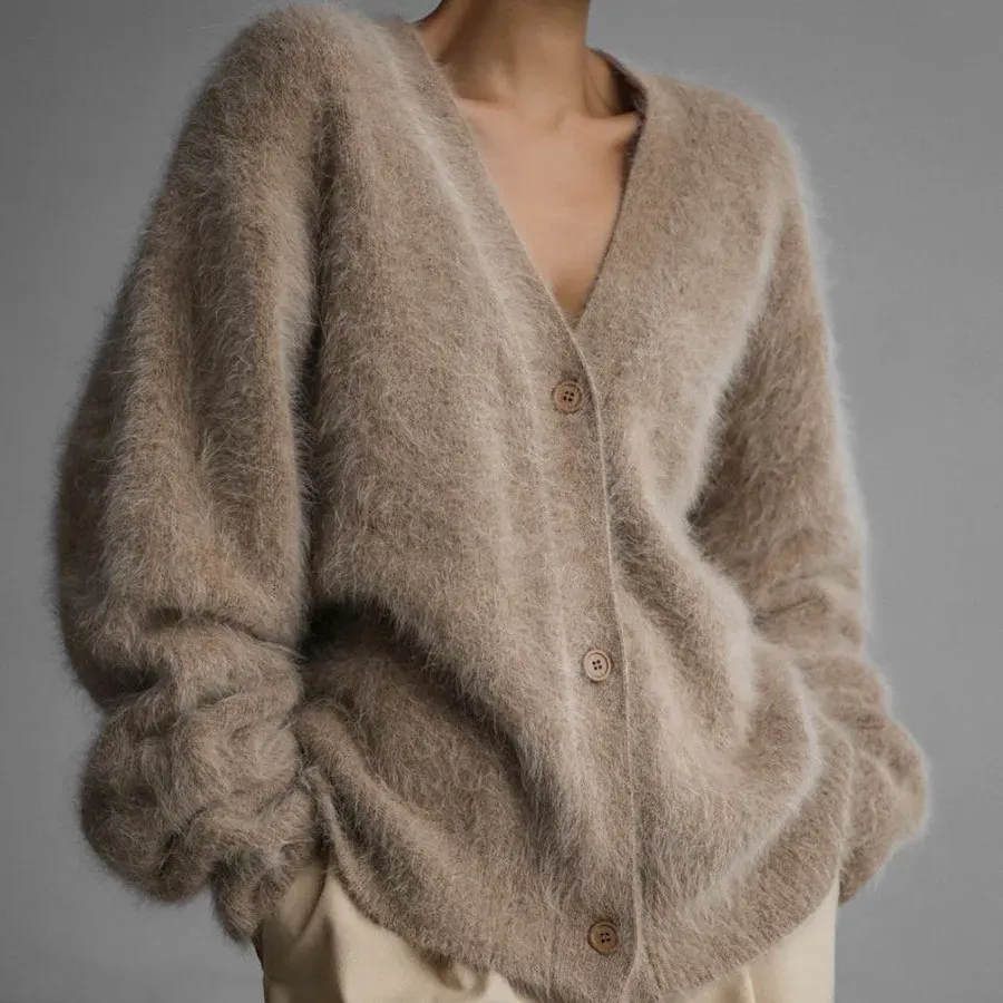 Influence Oversized Button-Up Fuzzy Knit Cardigan