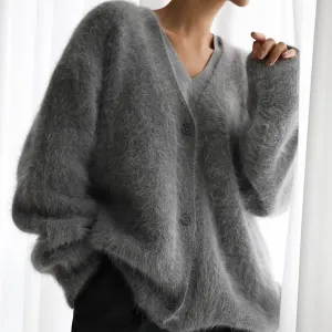 Influence Oversized Button-Up Fuzzy Knit Cardigan
