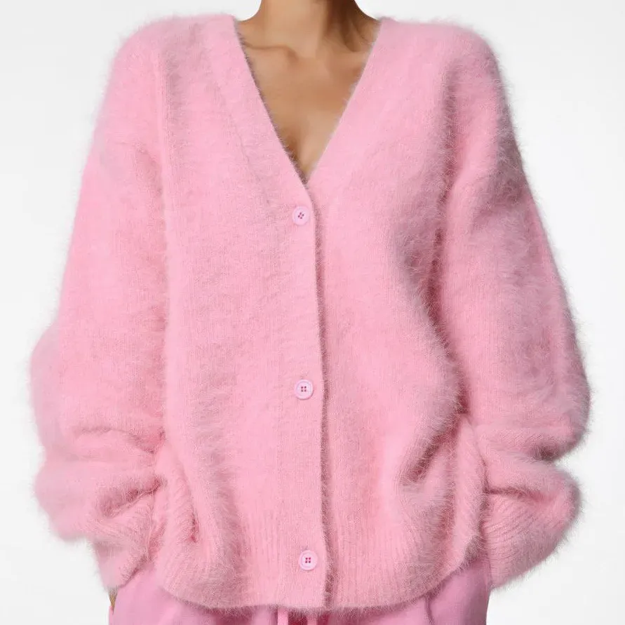 Influence Oversized Button-Up Fuzzy Knit Cardigan