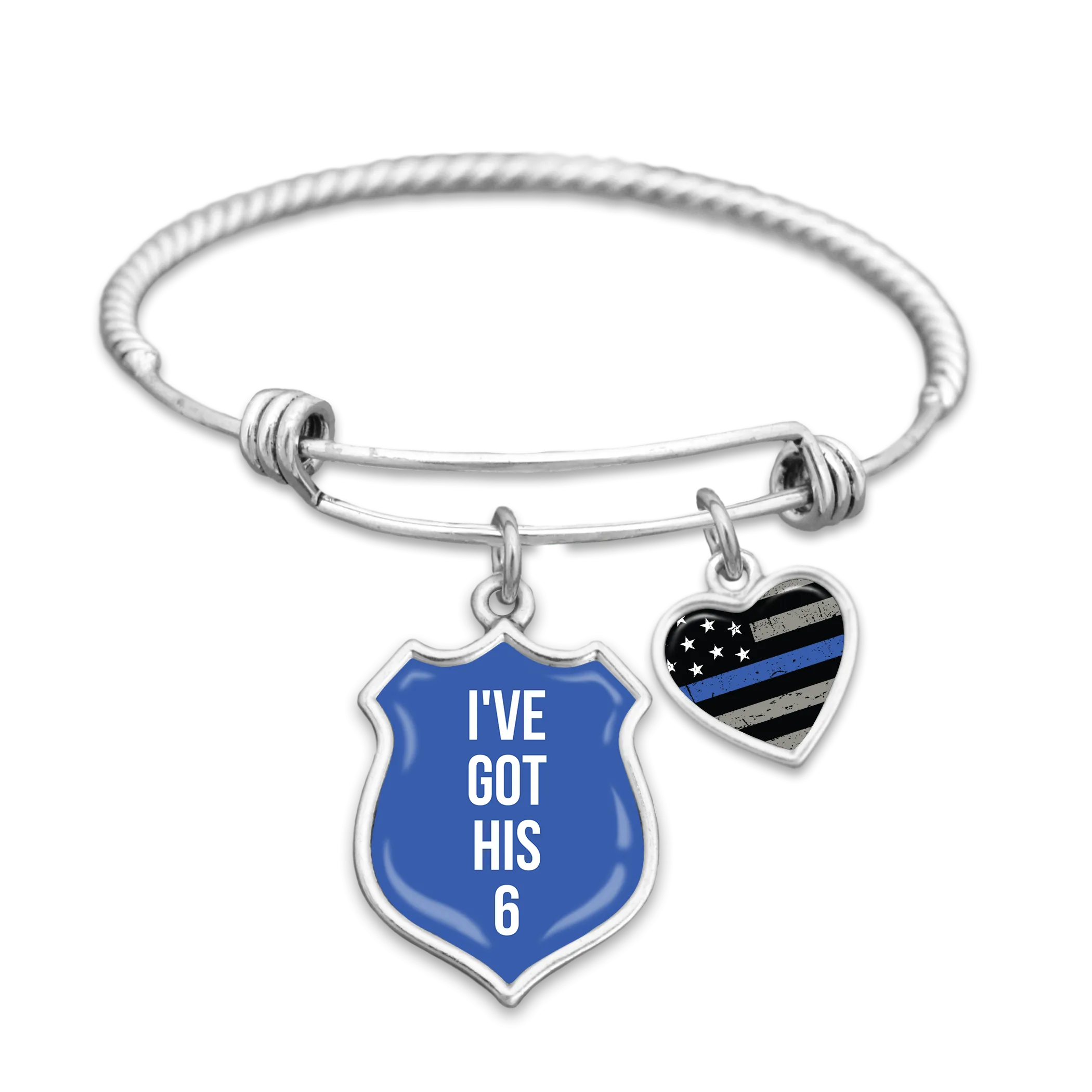 I've Got His 6 Thin Blue Line Charm Bracelet