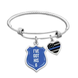 I've Got His 6 Thin Blue Line Charm Bracelet