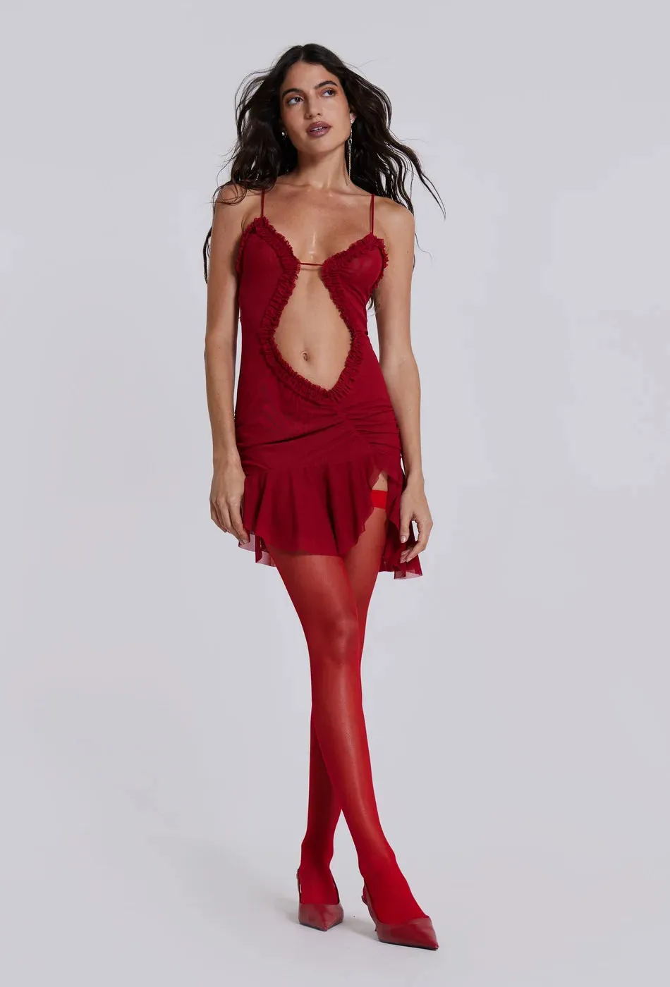 Jaded London - Mini Fatale Dress in Scarlett Red