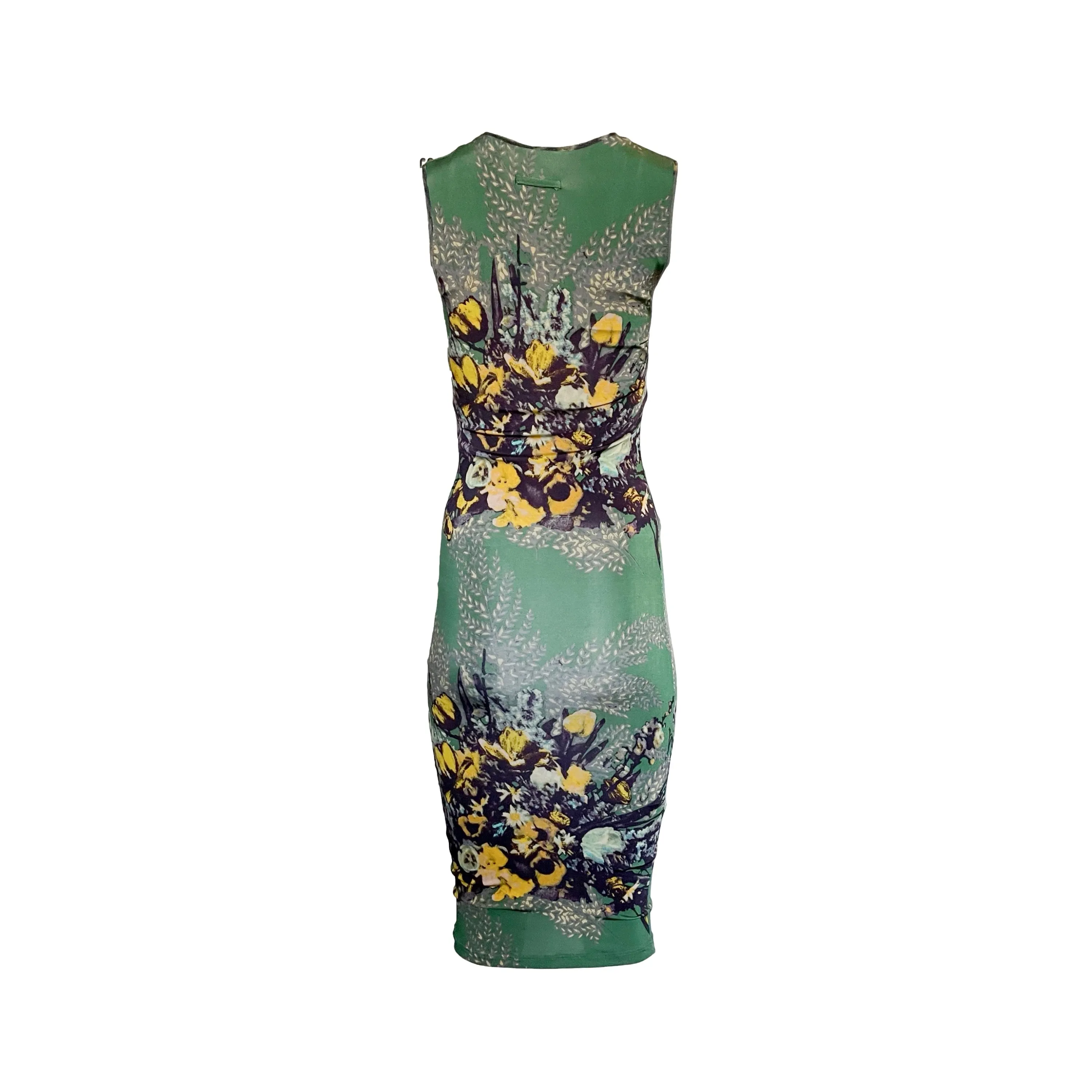 Jean Paul Gaultier Green Floral Stretch Dress