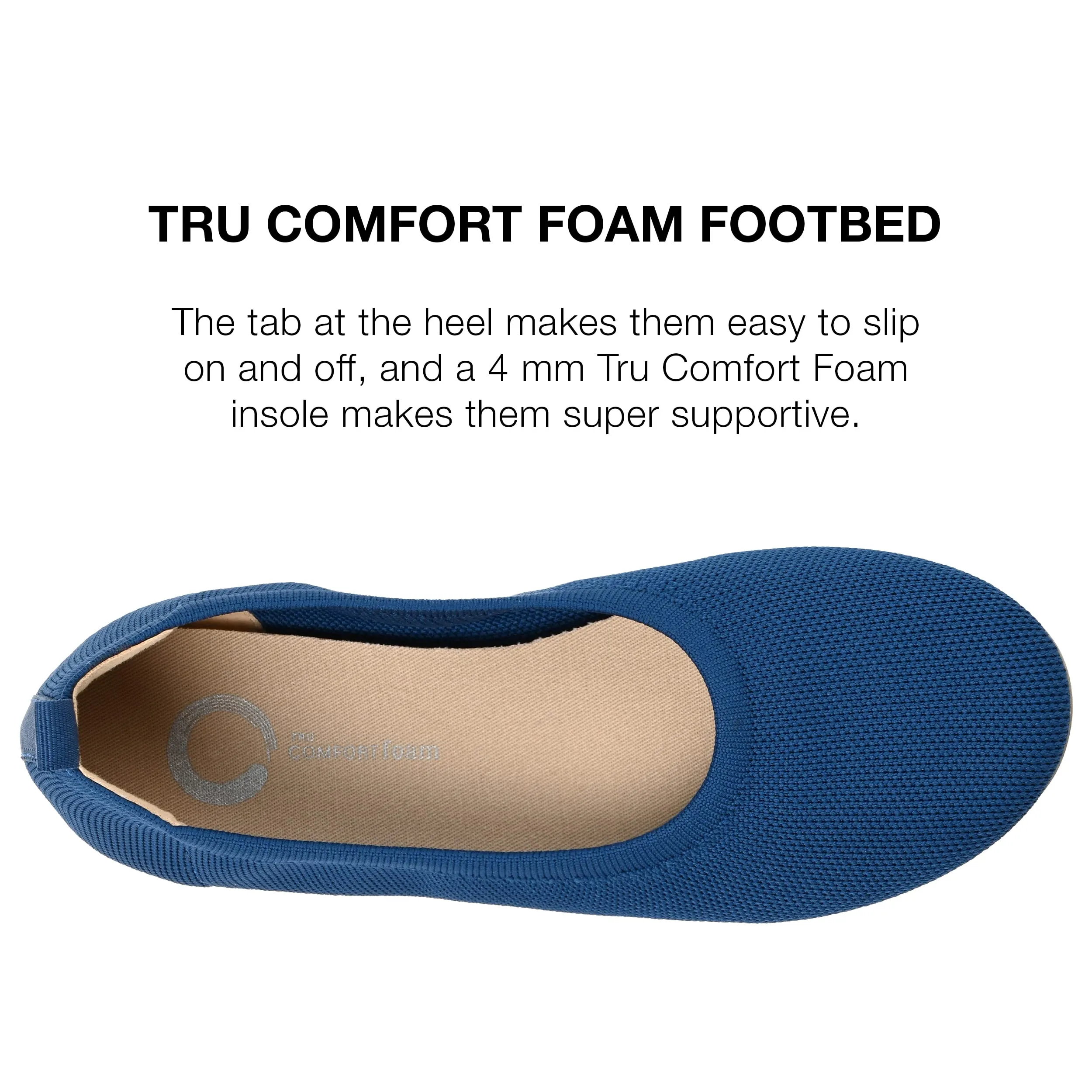 Journee Collection Womens Jersie Knit Foldable Round Toe Slip On Dress Flats - Navy - 8.5