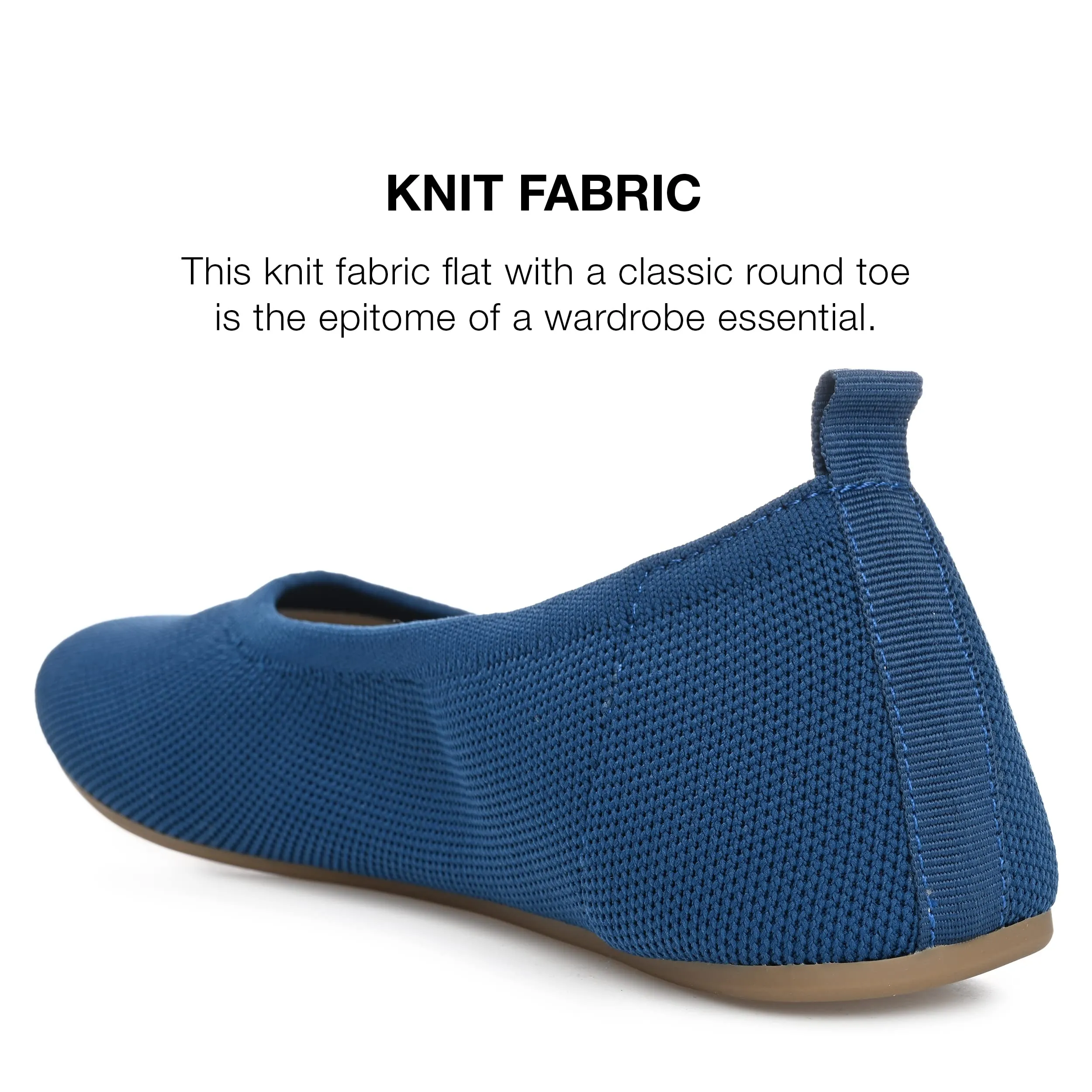 Journee Collection Womens Jersie Knit Foldable Round Toe Slip On Dress Flats - Navy - 8.5