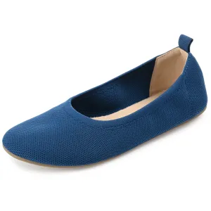 Journee Collection Womens Jersie Knit Foldable Round Toe Slip On Dress Flats - Navy - 8.5