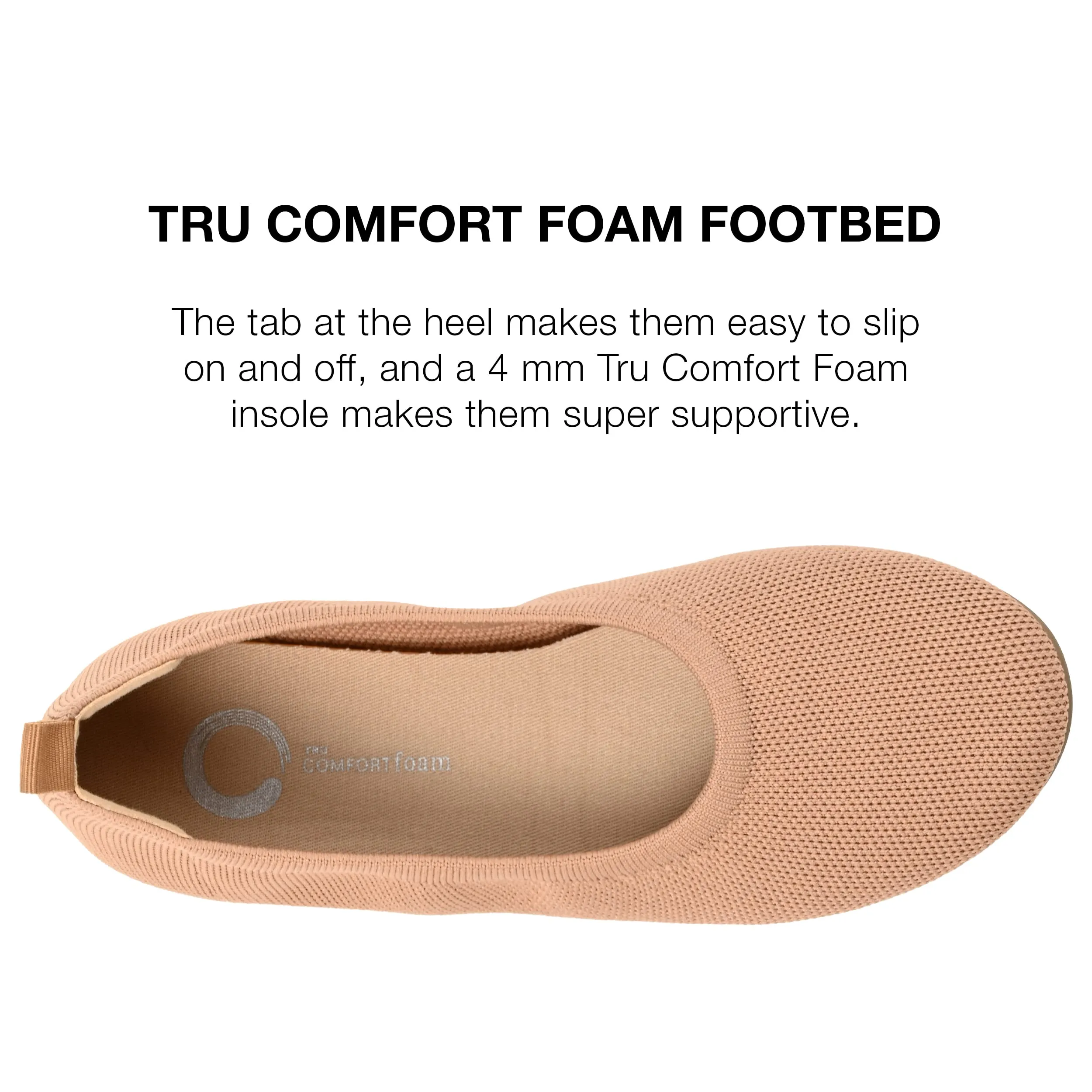 Journee Collection Womens Jersie Knit Foldable Round Toe Slip On Dress Flats - Tan - 7 Wide