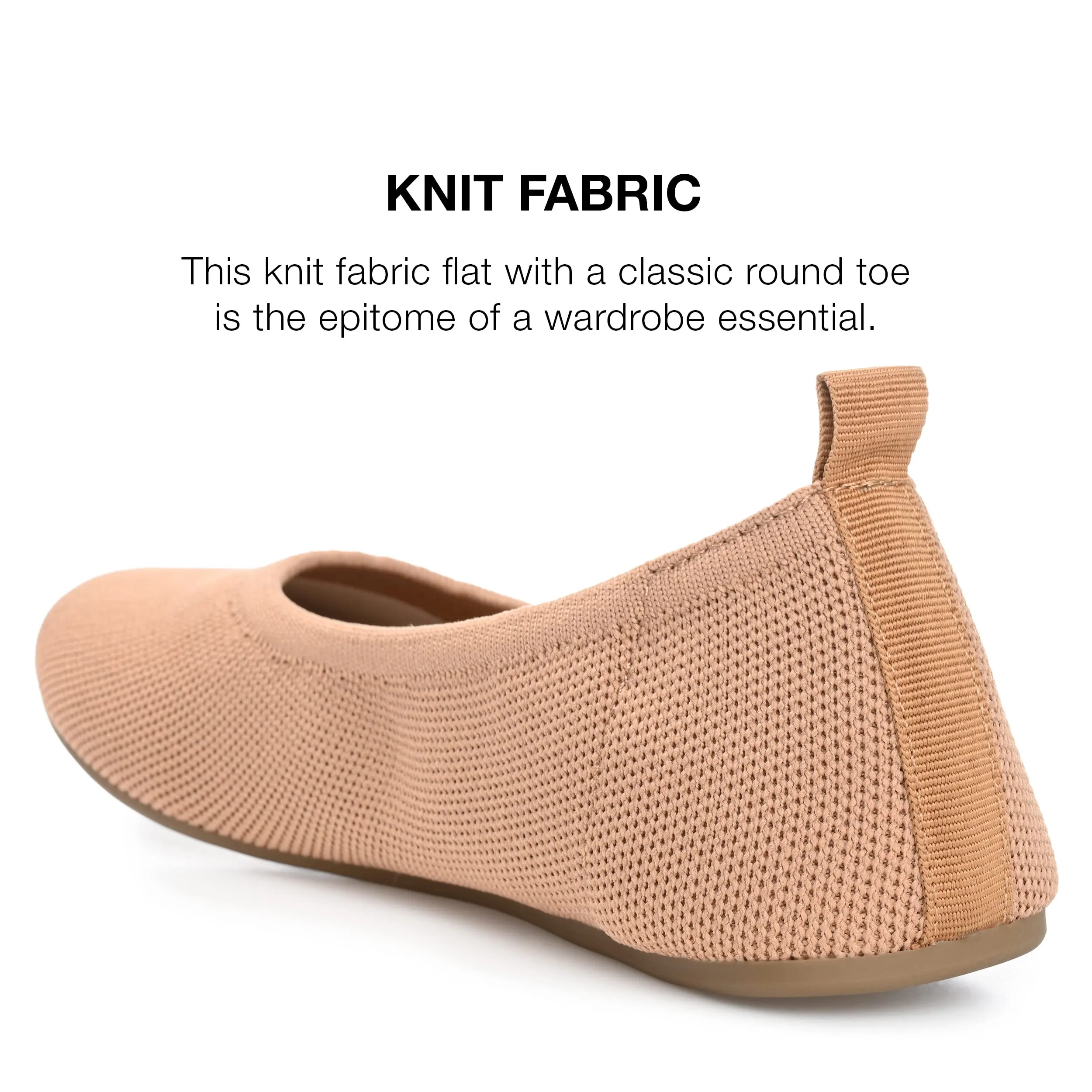 Journee Collection Womens Jersie Knit Foldable Round Toe Slip On Dress Flats - Tan - 7 Wide