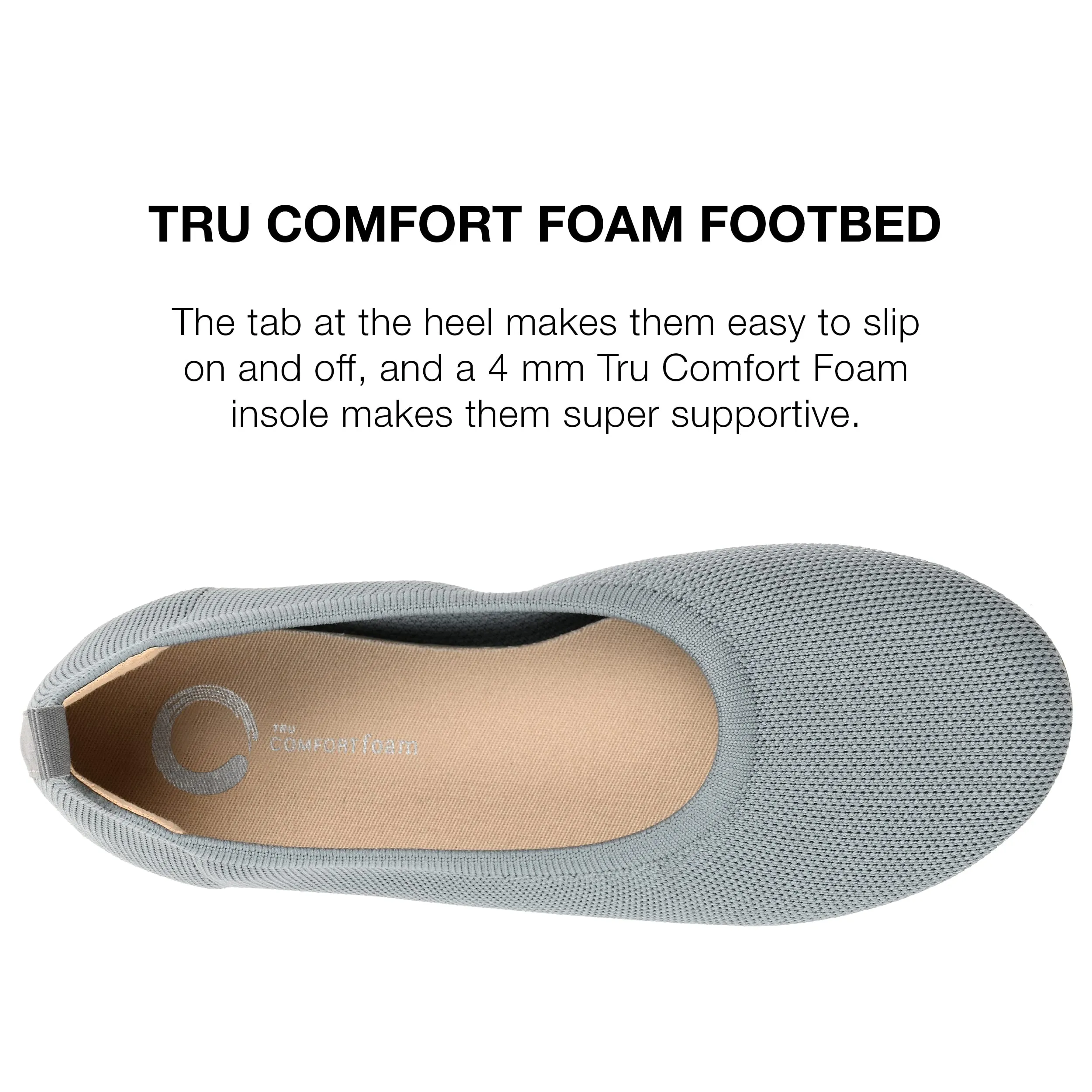 Journee Womens Jersie Knit Foldable Round Toe Slip On Dress Flats