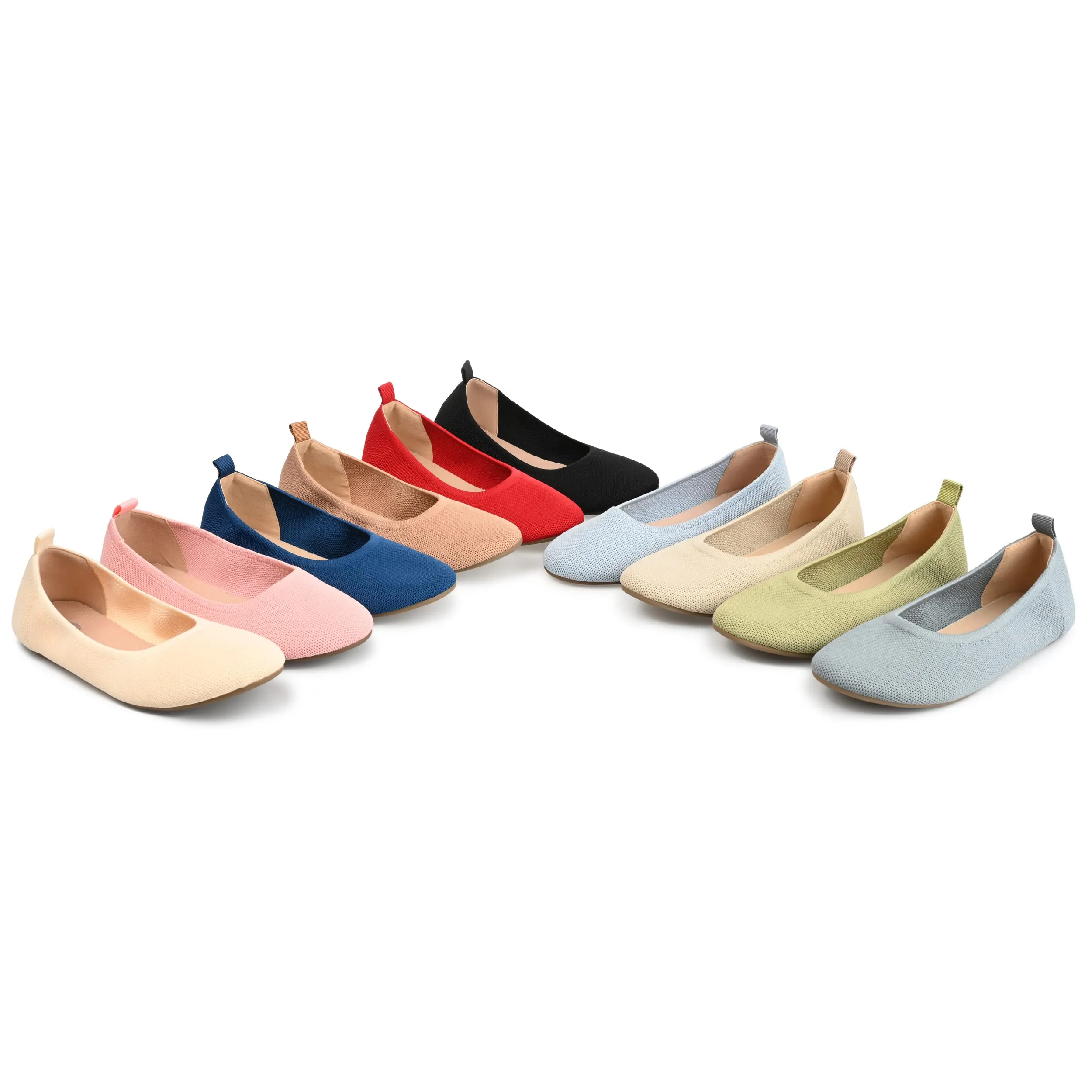 Journee Womens Jersie Knit Foldable Round Toe Slip On Dress Flats