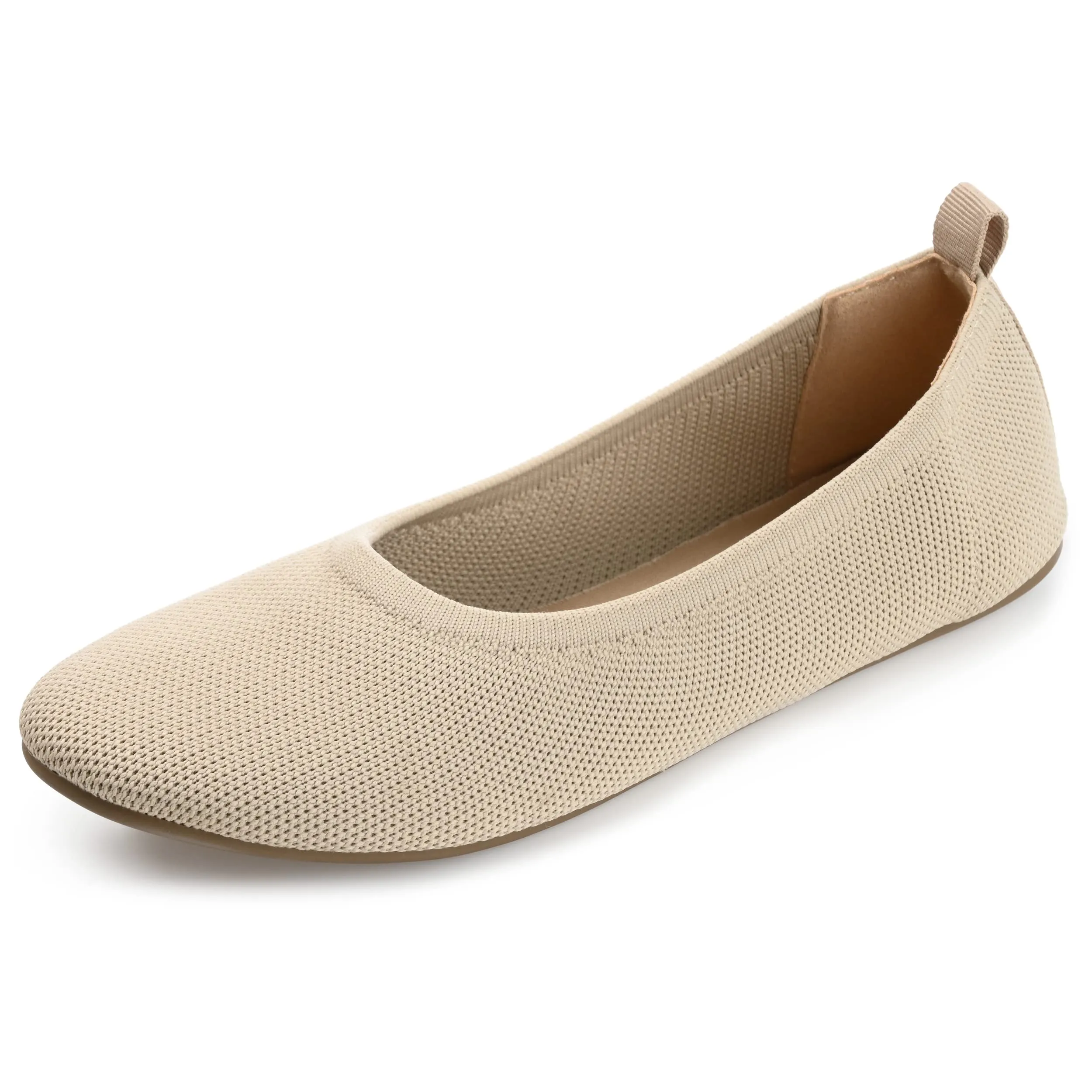 Journee Womens Jersie Knit Foldable Round Toe Slip On Dress Flats