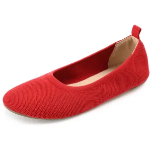 Journee Womens Jersie Wide Width Knit Foldable Round Toe Slip On Dress Flats